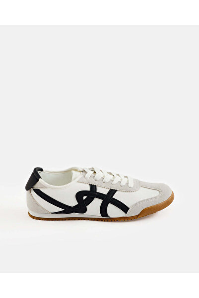 REDTAG Women White And Black Lace Up Sneakers