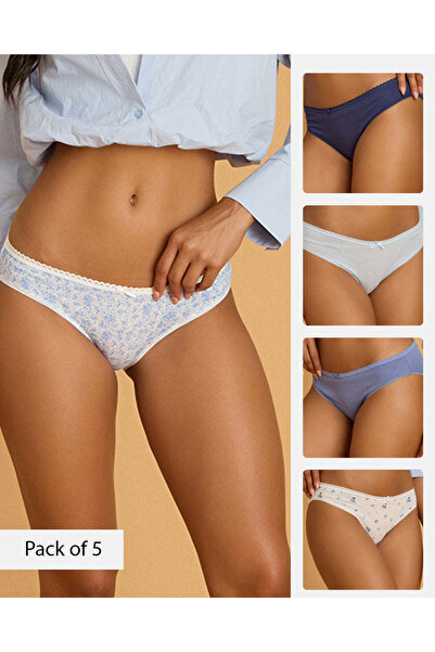 REDTAG Women Assorted Pack of 5 Bikini Brief Set