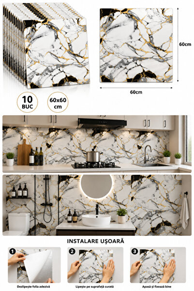 OEM HomeRoy Tapet Decorativ Autoadeziv 3D – Set 10 Bucăți