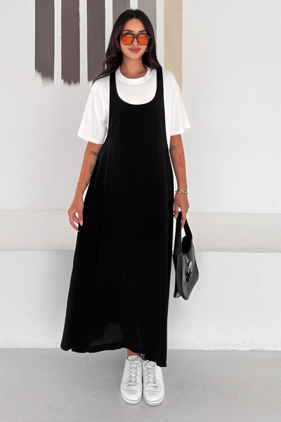 Noa&Noa Women's Strappy Gilet Dress and Oversize Basic T-Shirt Two-Piece Comb...