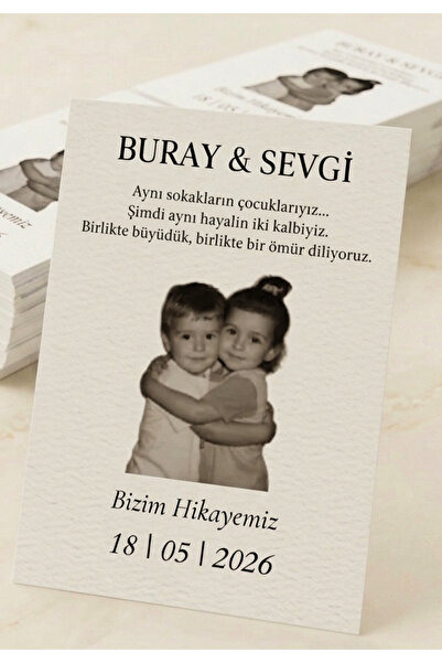 Hobi Sepeti Kişiye Özel Trend Çocukluk Fotoğraflı Nişan & Düğün Masa Kartı 10...