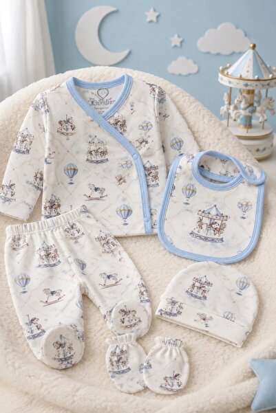 Tuğra Bebe 5-Piece Cotton Baby Hospital Discharge Set