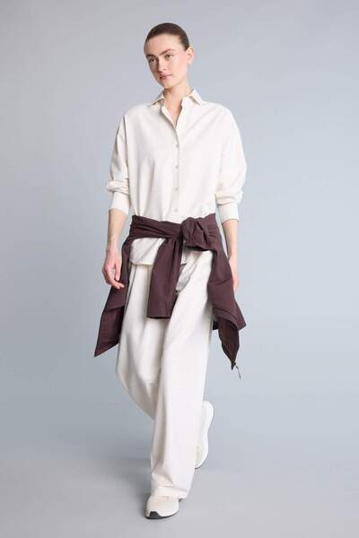 DeFacto Wide Leg Wide Cut Linen Light Beige Trousers H0384Ax26Sm