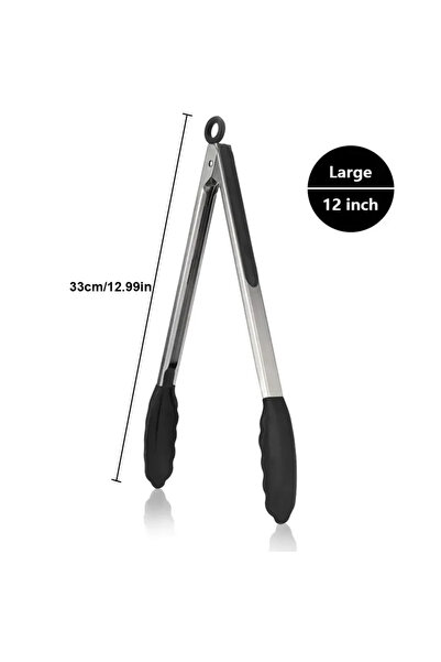 Choice1 L 3 Size Available Heavy Duty Stainless Steel Kitchen Tongs with Sili...