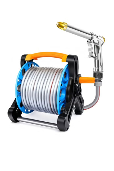 TAPIT 40m Garden Water Hose with Reel, Portable Wall Hanging, with Multi-Func...