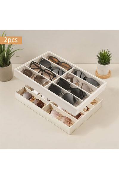 Choice1 2Pcs(8A8-Squares) Versatile Gray Velvet Organizer Tray for Glasses, J...