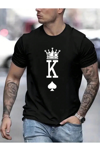 LİNA06 Men's Spades Graphic T-Shirt Breathable Short Sleeve Crewneck Shirt wi...