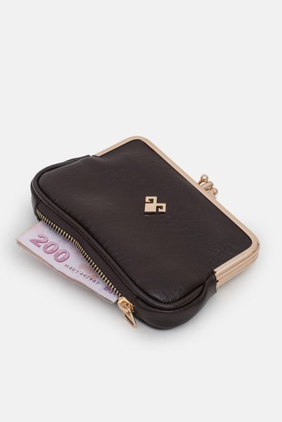 Maslan Bags Women's Brown Multi-Compartment Soft Leather Clip-On Scholarship Money Card Wallet