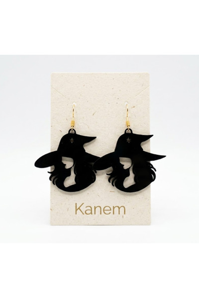 Kanem3D أقراط الهالوين على شكل ساحرة وقطة