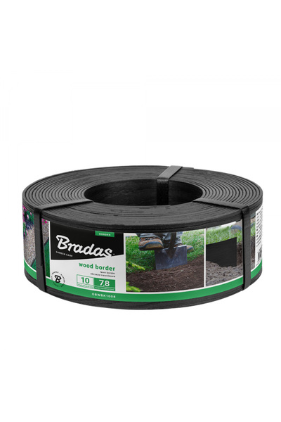 Bradas Bandă separatoare de gazon cu efect de lemn 10m x 7,8cm x 2,8mm, gri