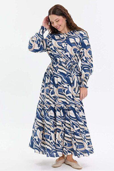 KADO OUTLET Patterned Belt Detailed Comfortable Fit Women's Dress