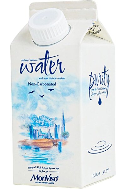 MONVISO Gable Top Still Natural Mineral Water 0.33 L Pack of 15, Low Sodium