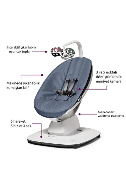 Genel Markalar 4Moms Mamaroo 5.0 Elektrikli Ana Kucağı - Slate Blue