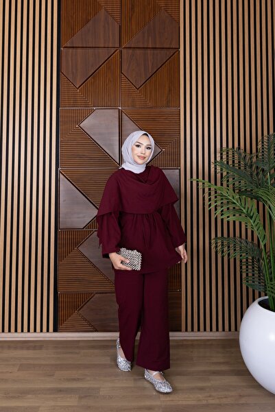 Nergis Neva Butik Shawl buttoned pants set