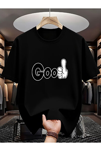 NOURAM Men'S 'Good' Thumbs-Up T-Shirt with Positive Energy - Casual Round Nec...