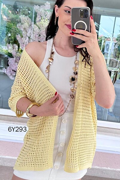 İnce Topuk Perforated Long Knitwear Cardigan 6Y293