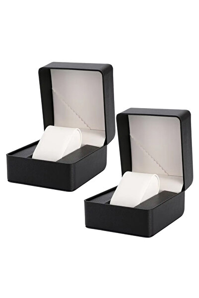 Choice1 2pcs Black PU Leather Watch Box with Pillow Single Wristwatch Bracele...