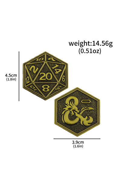 Choice K00966 Dungeons Dragons Coin Keychain Polyhedral Dice Metal Commemorat...