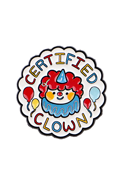 Choice دبوس مينا 'ERTIFIED CLOWN' بتصميم جوكر مضحك، دبوس بروش وشارة طية صدر ل...