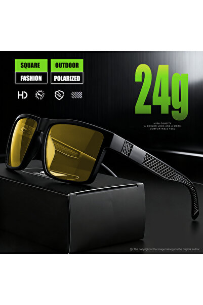 choice2 C3 yellow Retro Stripe Square Polarized Sunglasses Large Frame Black ...