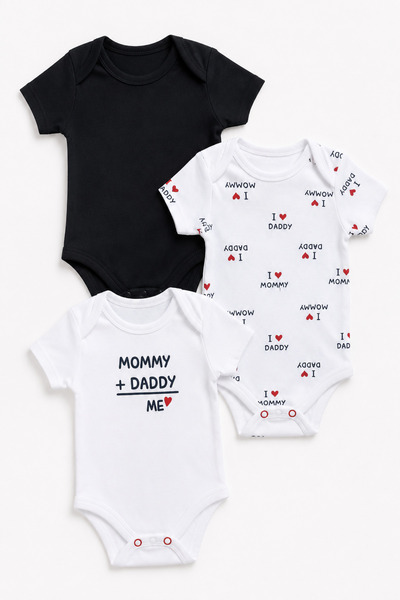 Babyhola Mommy Daddy Half Sleeve Snap Fastener Baby Badi Set 3686