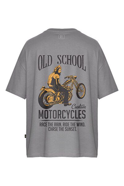 Espina Premium Old School Motorcycles Printed Oversize Short Sleeve T-Shirt