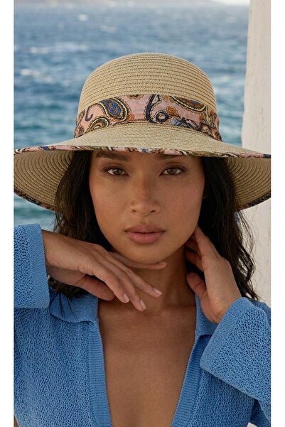 LAGRANZE Special Design Women's Straw Hat with Ribbing and Accessories