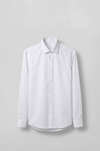 ablukaonline Men's Slim Fit Cotton Classic Collar Long Sleeve Shirt White