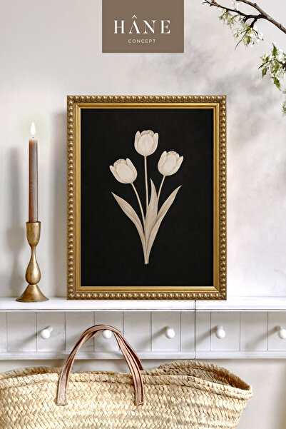 Hane Concept Vintage slika uokvirena belim tulipanima, slika uokvirena tulipa...