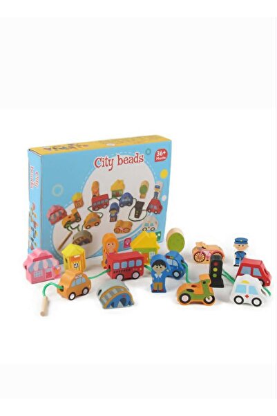 OEM Joc Educativ de Insiruit din Lemn Orasul Vehiculelor, Stil Montessori, 16...
