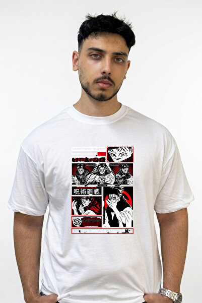 Anetos Λευκό μπλουζάκι με στάμπα Jujutsu Kaisen Choso Design σε μεγάλο μέγεθος