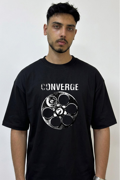Anetos Converge Revolver Design T-shirt sa štampanjem, velika crna majica