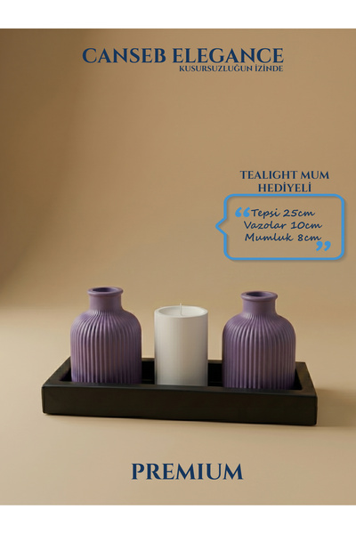 CANSEB Elegance Premium - Lilac - Set of Four Mini Vases and Candle Holders -...