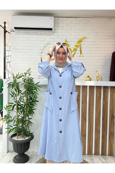 Meryemce Butik GOFRE KUMAŞ ESNEK TAM BOY KAP (rahat kalıp)