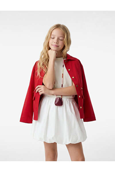 Koton Long Sleeve Classic Collar Pocketed Drawstring Buttoned Raincoat