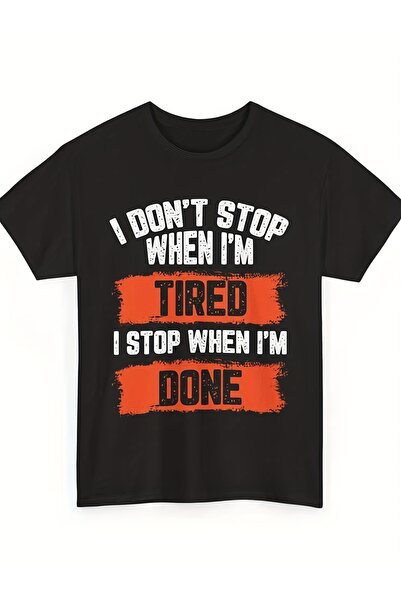 NOURAM Men's Retro Workout T-Shirt "I Don't Tired, Stop When I'm Done" - Moti...