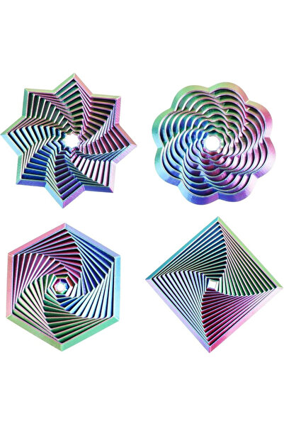 Choice1 M Blue Green Purple 4pcs Fractal Spiral Hexagon Restless Star, Colorf...