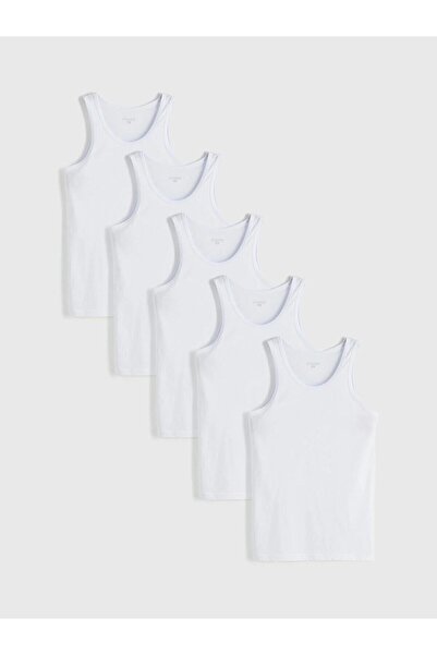 LC Waikiki U Neck Combed Cotton Men's Undershirt 5-Pack (S6)
