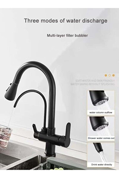 Generic Three-in-one pull-out hot and cold kitchen faucet, direct drinking ta...
