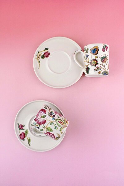 Bursa Porselen Dekor Bellarosa Porcelain Coffee Cup Set for Two