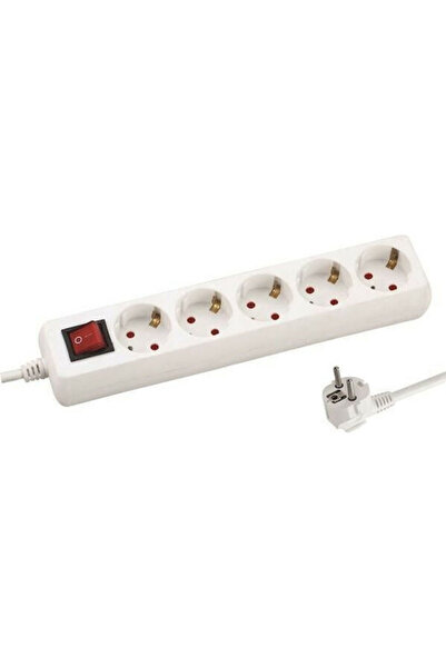 EUROLAMP Πολύπριζο 5 θέσεων με διακόπτη και καλώδιο 3μ Κωδικός: 147-62232