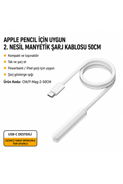 silabor Pencil 2. Nesil Manyetik Şarj Adaptörü, USB-C Şarj Dönüştürücü, Stylu...
