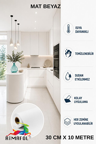 RİMAFOL Matte White Cabinet Covering Foil 30 cm X 10 Meters