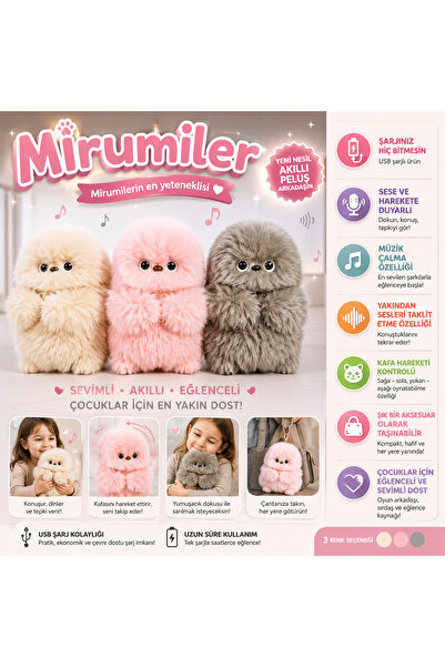 Gezinfini Hediyelik Mirumi Usb Şarjlı Akıllı İnteraktif Peluş Oyuncak Robot |...