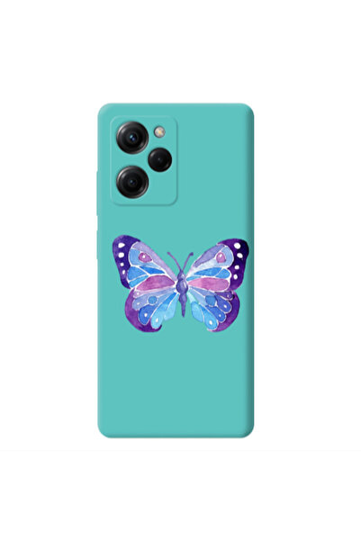 Other Xiaomi Poco X5 Pro Big Butterfly Turquoise Colored Silicone TPU Θήκη