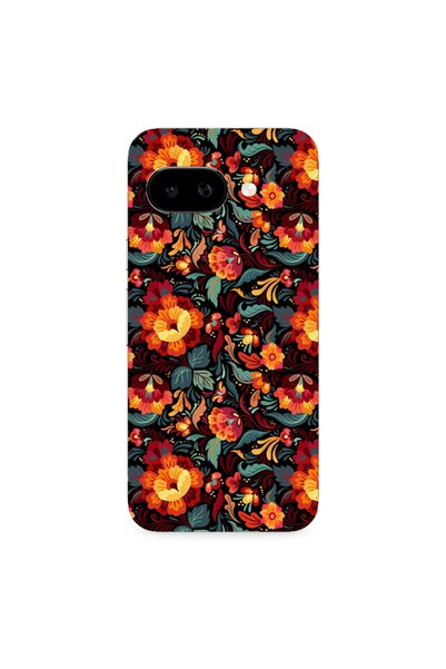 Other Google PIXEL 9A Orange flowers Transparent Silicone TPU Θήκη