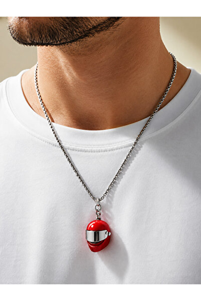 HER ŞEY NOTA www.herseynota.com Red Helmet Pendant with Stainless Steel Chain...