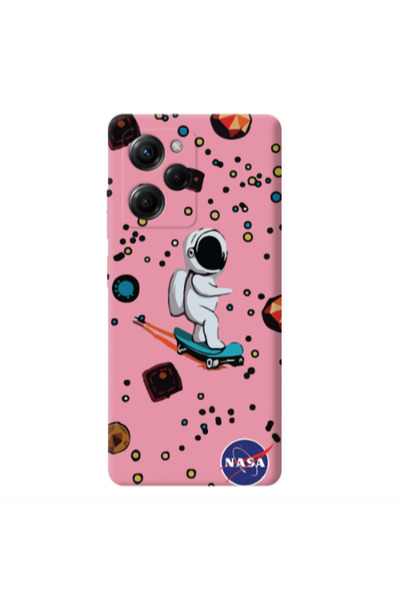 Other Xiaomi Poco X5 Pro Astronaut with skateboard Pink Colored Silicone TPU ...