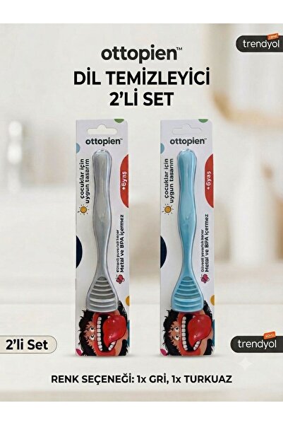 ottopien Dil Temizleyici Avantaj gri +turkuaz | Çocuk ve Yetişkinler İçin Dil...