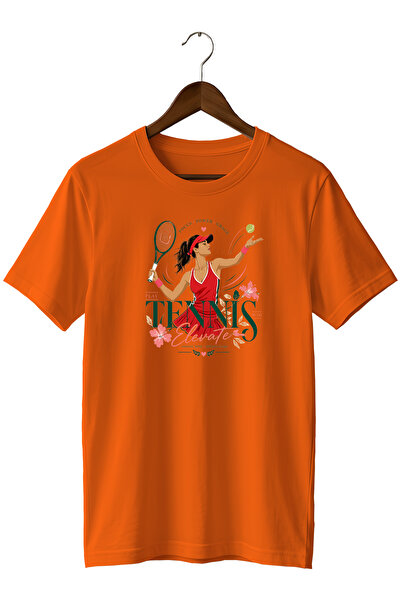 WİDİ Tennis Racket Printed T-Shirt Floral Sports T-Shirt